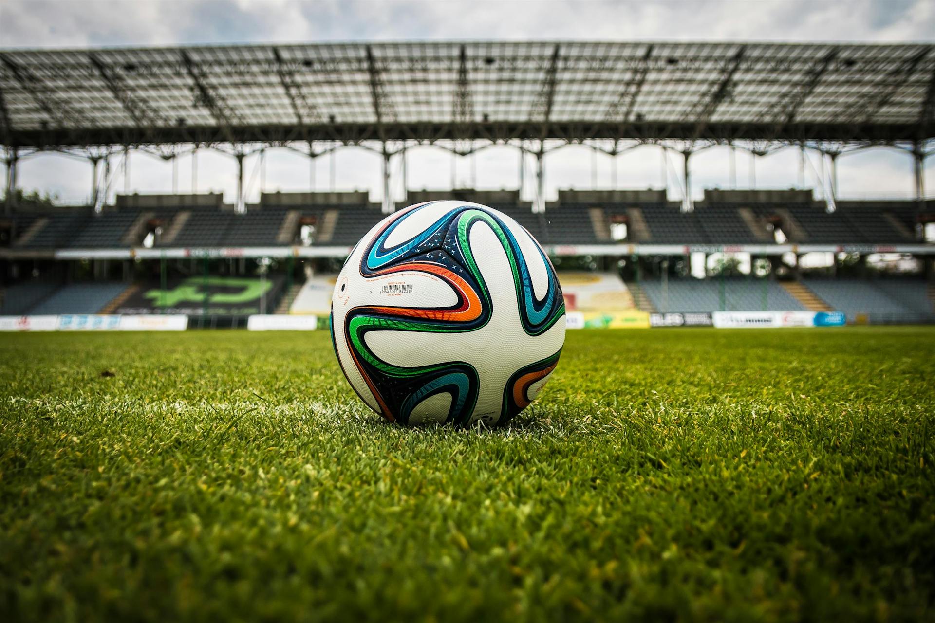 Football in the middle of stadium