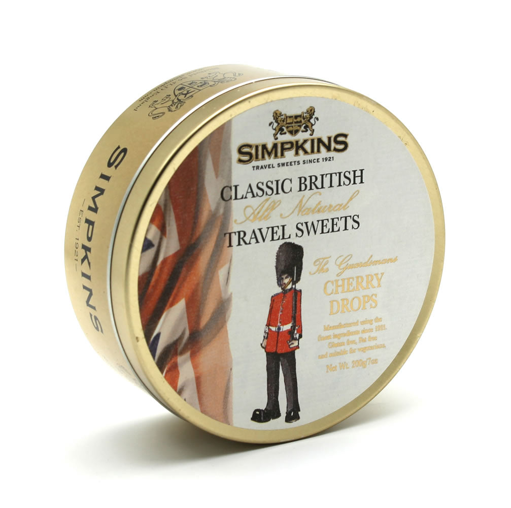 Simpkins Travel Sweets Guardsman Cherry Drops 200g