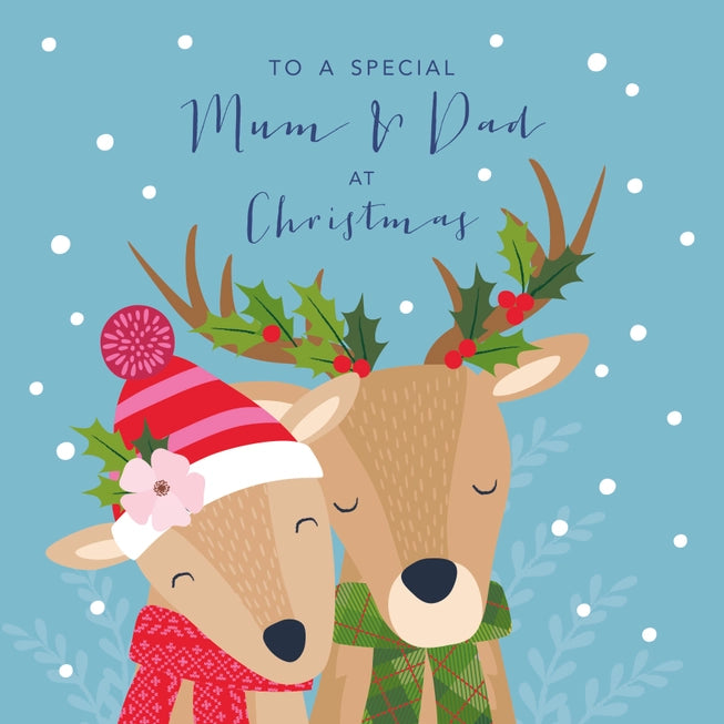 To A Special Mum And Dad At Christmas Reindeer Couple Card