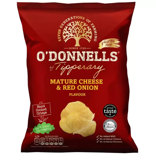 O'Donnells Mature Cheese & Red Onion Crisps 125g