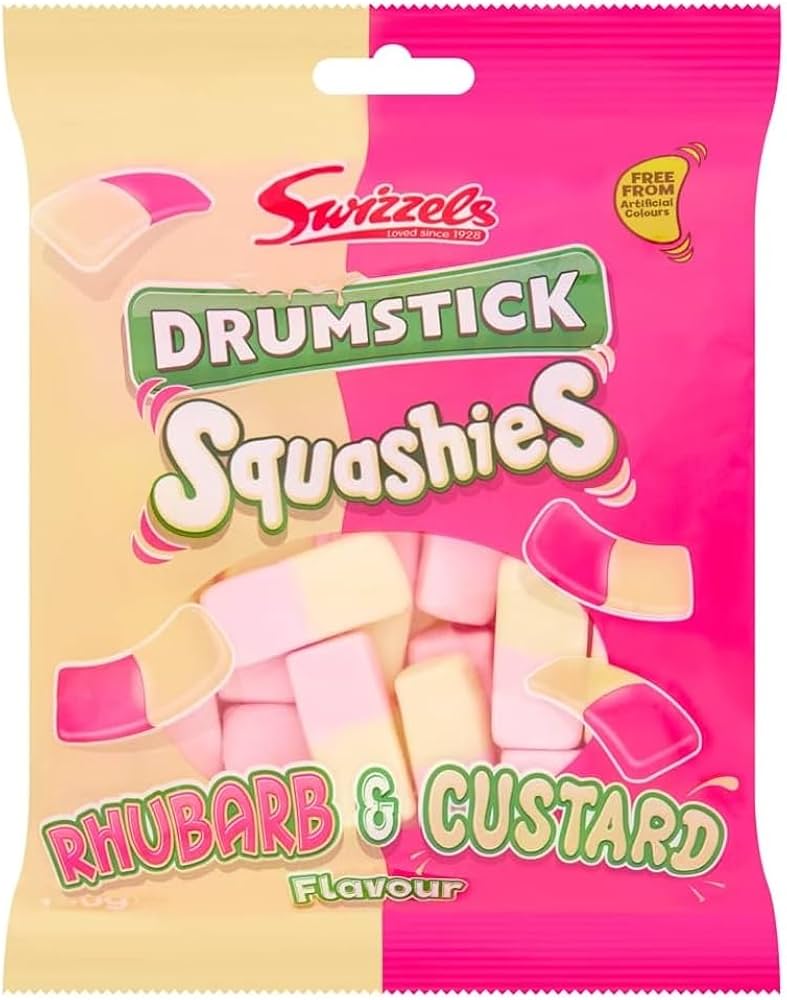 Swizzels Drumstick Squashies Rhubarb & Custard Flavour Sweets 120g