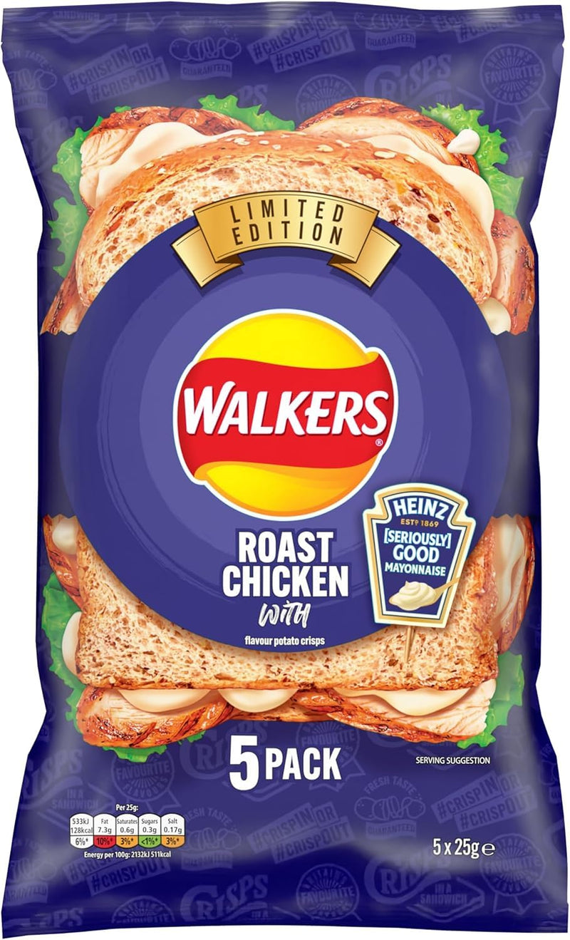 Walkers Roast Chicken With Heinz Mayo Crisps 5 Pack 125g