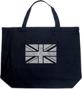 Union Jack Word Art Tote Bag - Black (L)