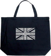 Union Jack Word Art Tote Bag - Black (L)