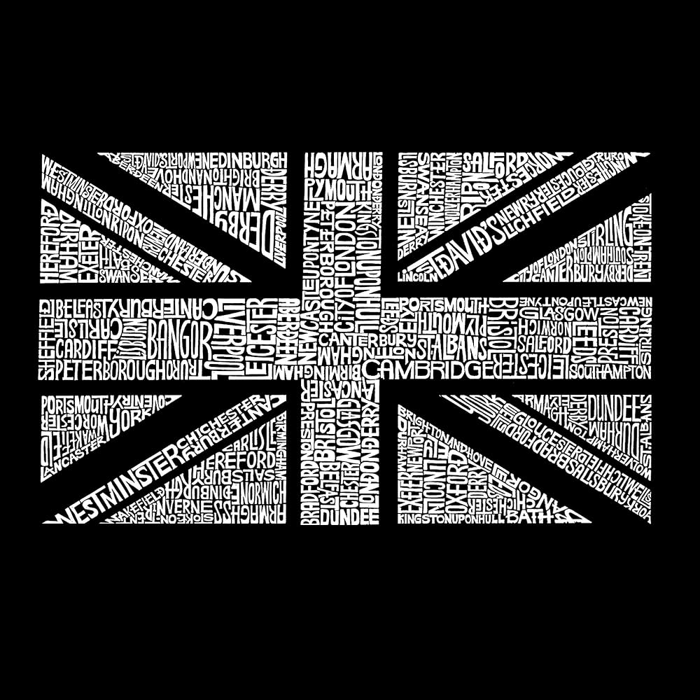 Union Jack Word Art Tote Bag - Black (L)