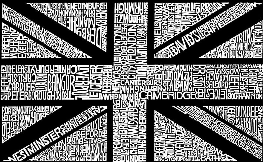 Union Jack Word Art Tote Bag - Red (L)