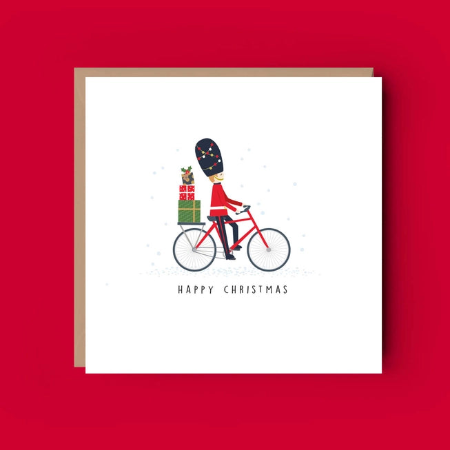 Royal Guard On A Bike Christmas Card