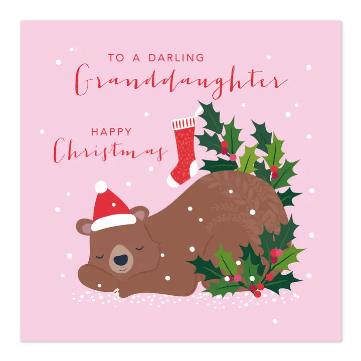 To A Darling Granddaughter Christmas Sleepy Bear Card