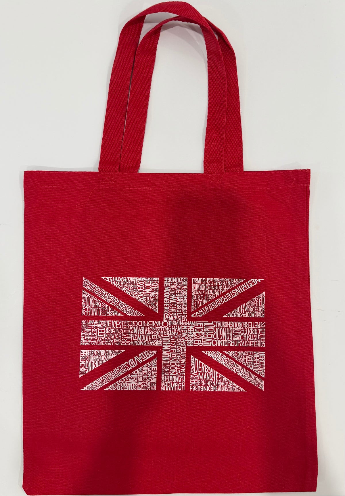 Union Jack Word Art Tote Bag - Red (S)