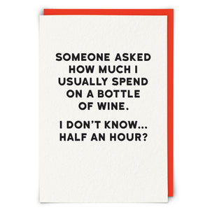 Bottle of Wine Half Hour Card
