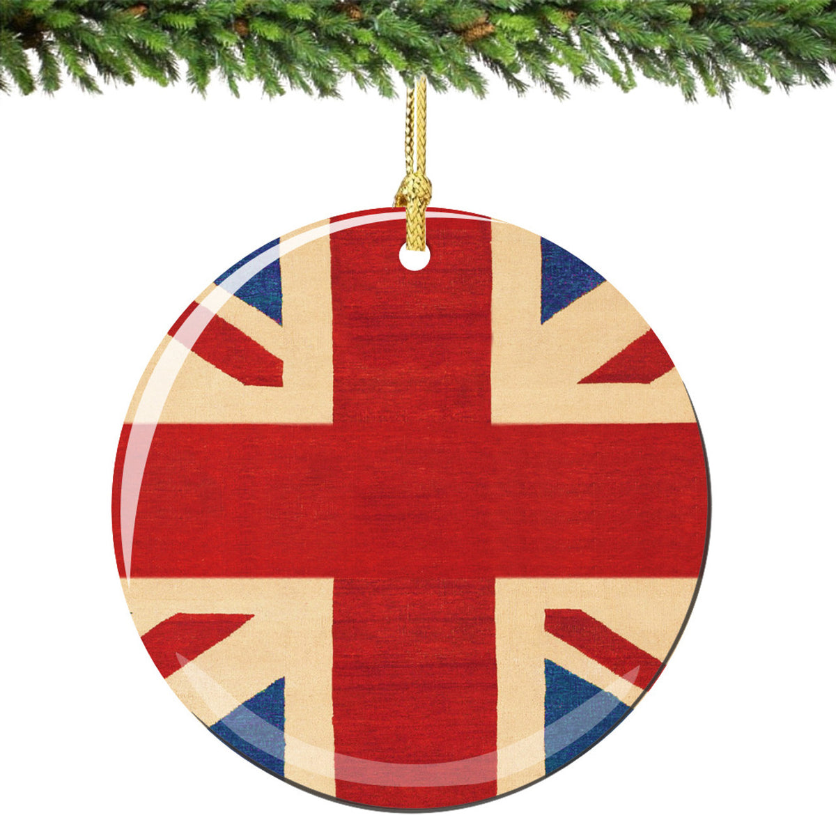 Union Jack Round Porcelain Ornament