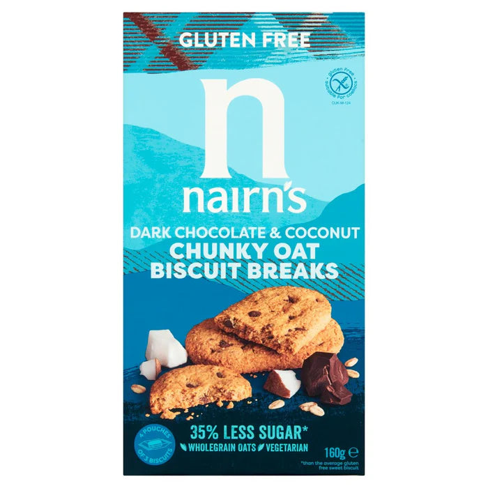 Nairns GF Dark Chocolate & Coconut Chunky Oat Biscuit Breaks 160g