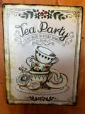 Tea Party Vintage Metal Sign 12" x 16"