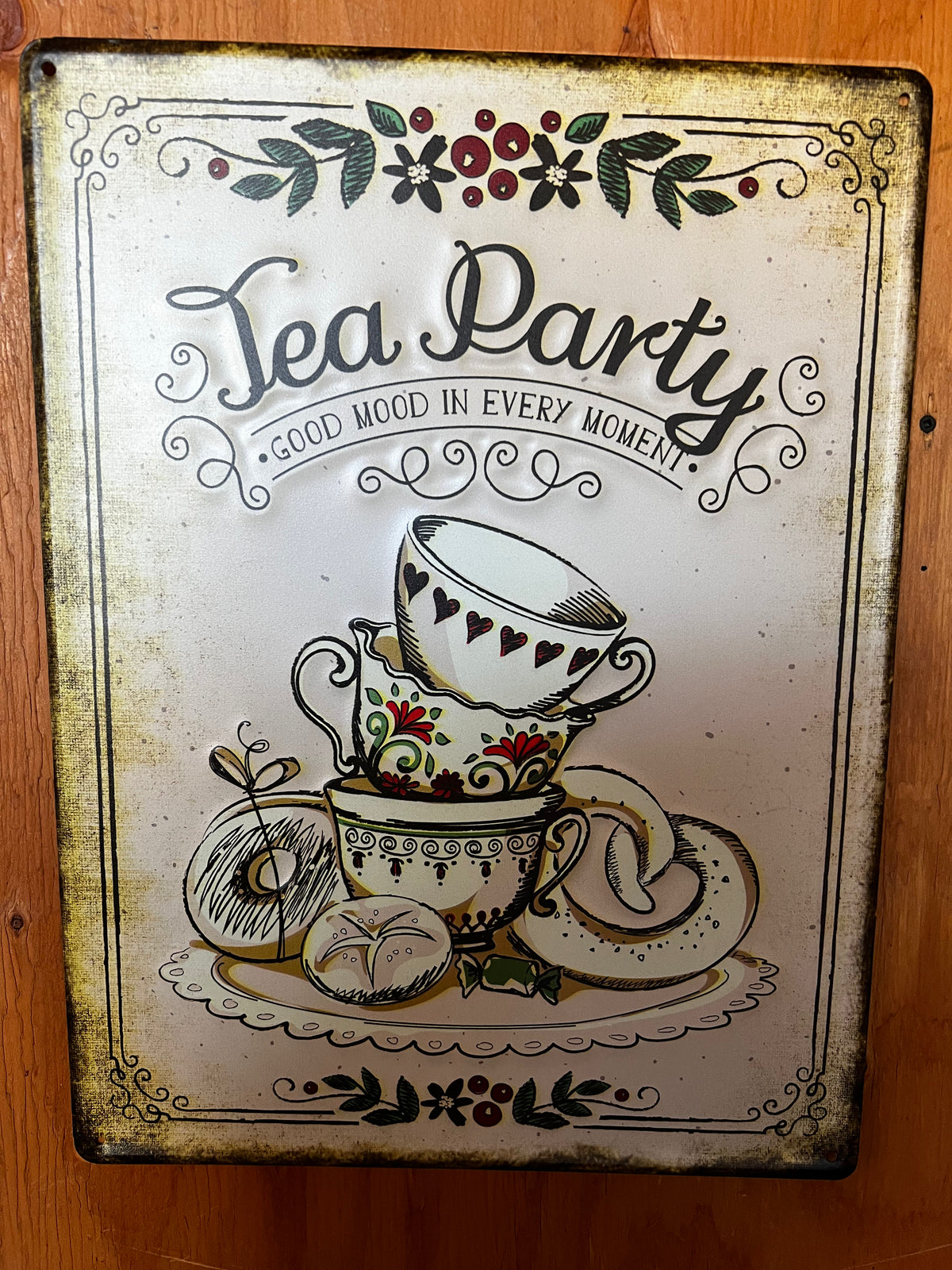 Tea Party Vintage Metal Sign 12" x 16"
