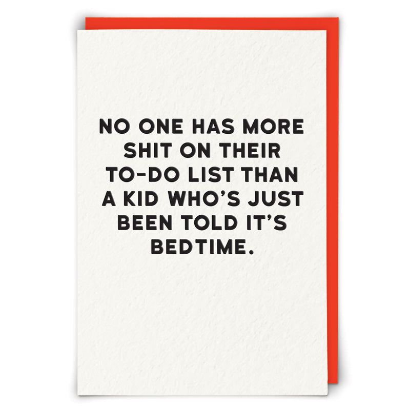 To Do List A Kid Told Bedtime Card