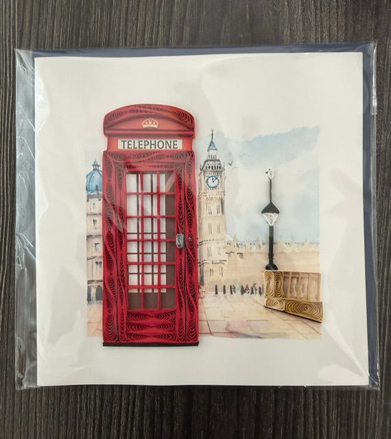 Quilled Telephone Booth Greeting Card