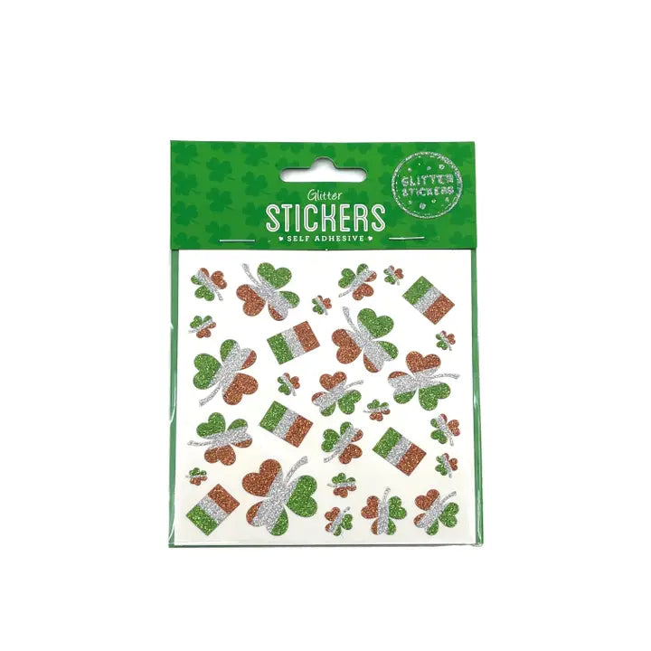 Irish Tricolour Shamrock Glitter Sticker Set