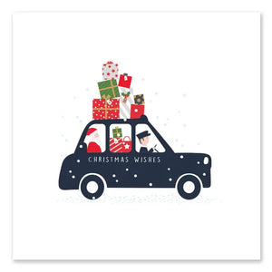 Black Cab With Christmas Presents Christmas Card