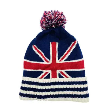 Union Jack Knit Pom Beanie