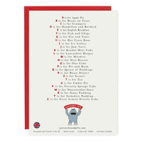 A Very English Alphabet 'Food & Drink' Greeting Card