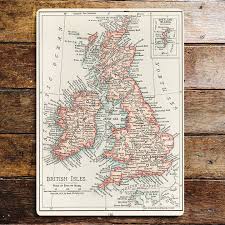 Map of British Isles Metal Sign 8"x10"