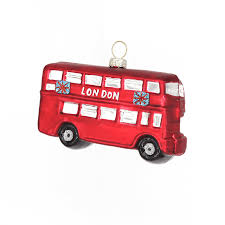London Bus Retro Glass Christmas Ornament