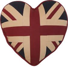 Vintage Union Jack Heart Pillow 12"x12"