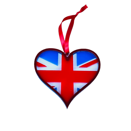 Gone With The Grain Union Jack Acrylic Heart Ornament