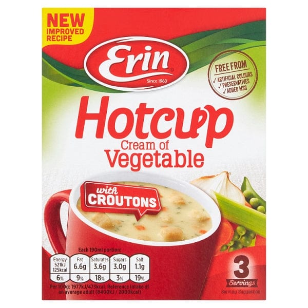 Erin Hot Cup Cream Of Vegetable With Croutons 79g