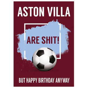 Funny Football Birthday Card Aston Villa