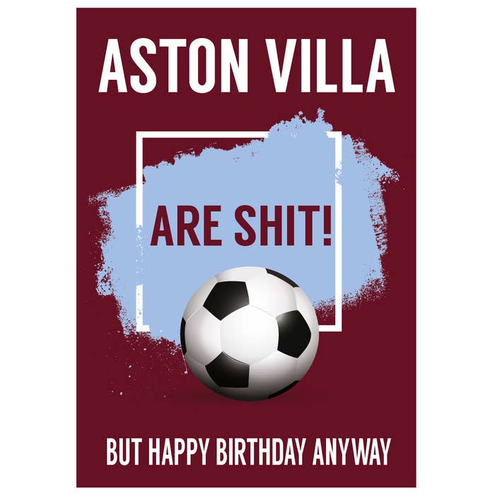 Funny Football Birthday Card Aston Villa