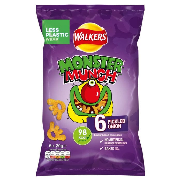 Walkers Monster Munch Pickled Onion 6pk 6x20g