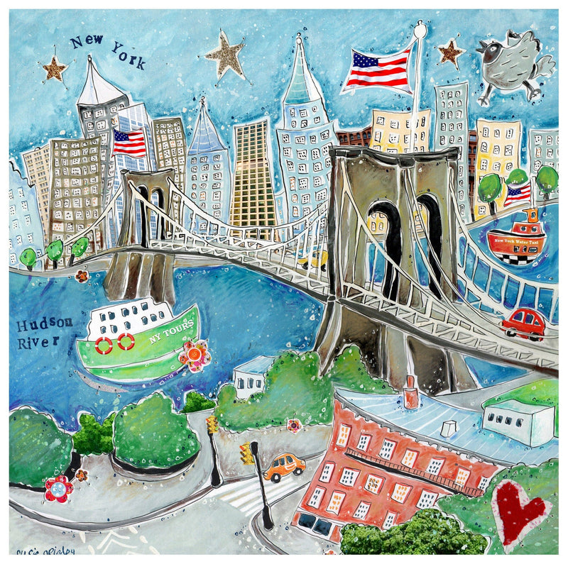 Susie Grindey - NYC Hudson River 30x30cm Print