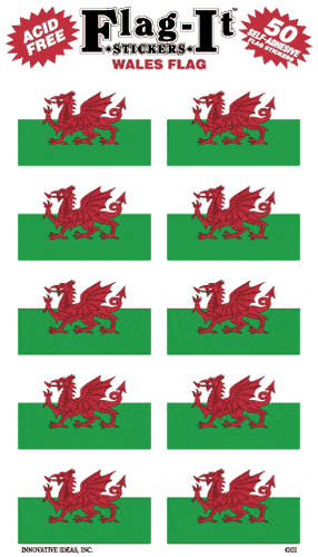 Wales Flag 50 Stickers - 2695
