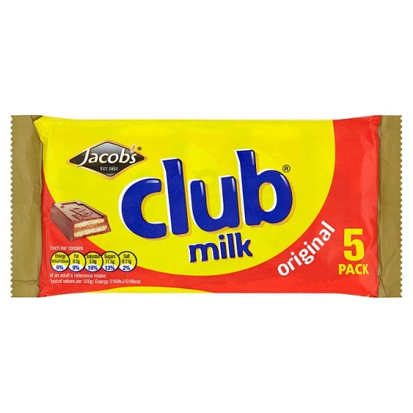 Jacobs Club Milk 5 Pack 110g